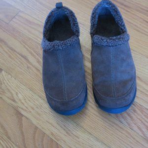Lands End All Weather Brown Suede Fleece Lined Shoes 6.5